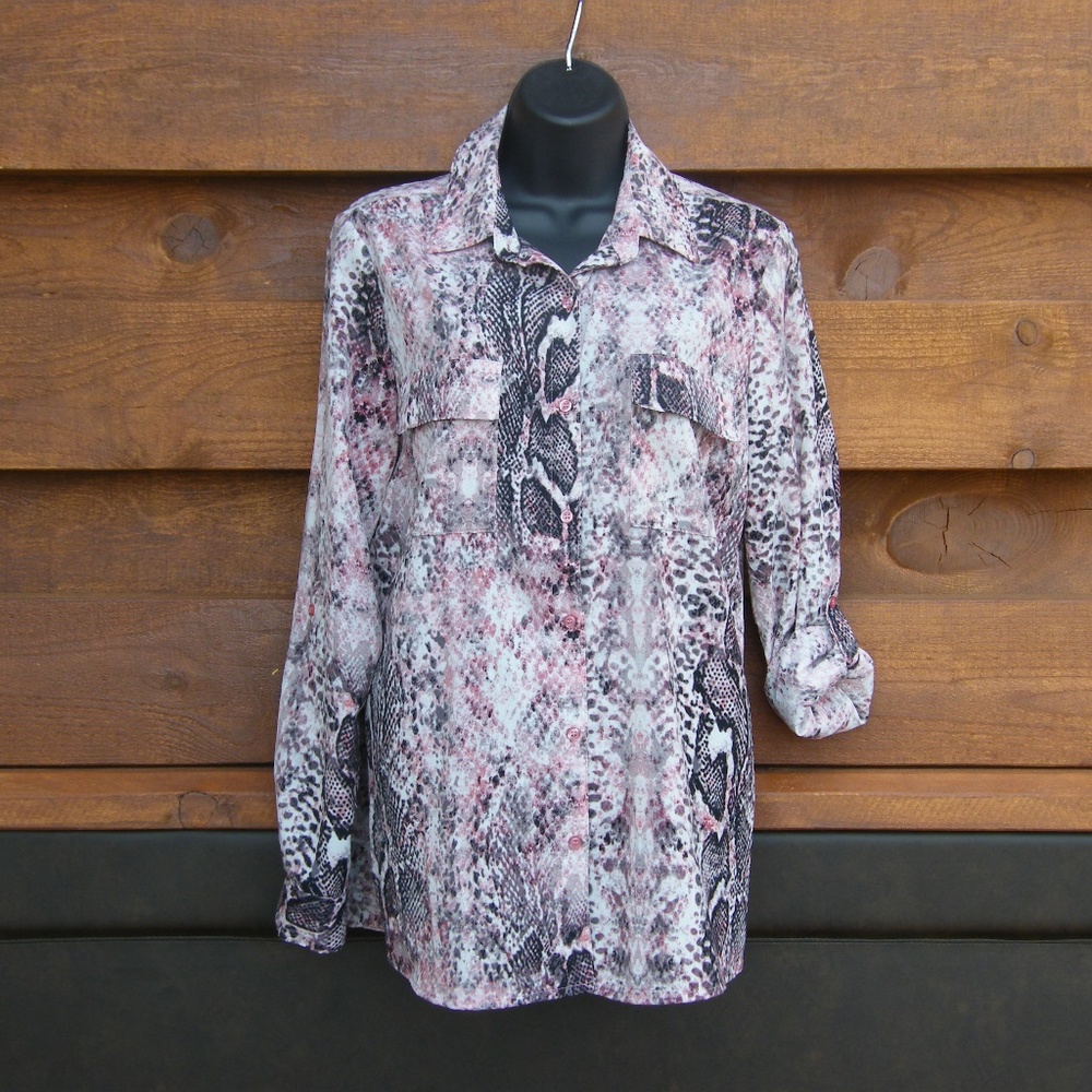 Pink & Black Snake Print Top